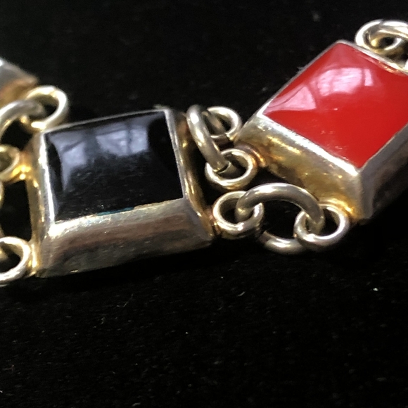 Vintage Mexico 925 Sterling Silver Multi-Stone Bracelet 7.25" - Picture 6 of 10